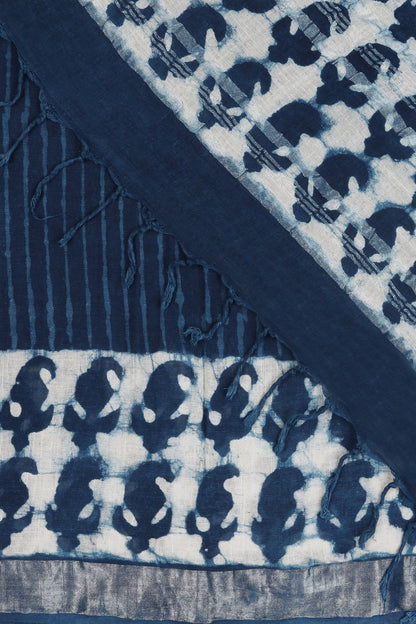 Heritage Deep Blue Linen Saree