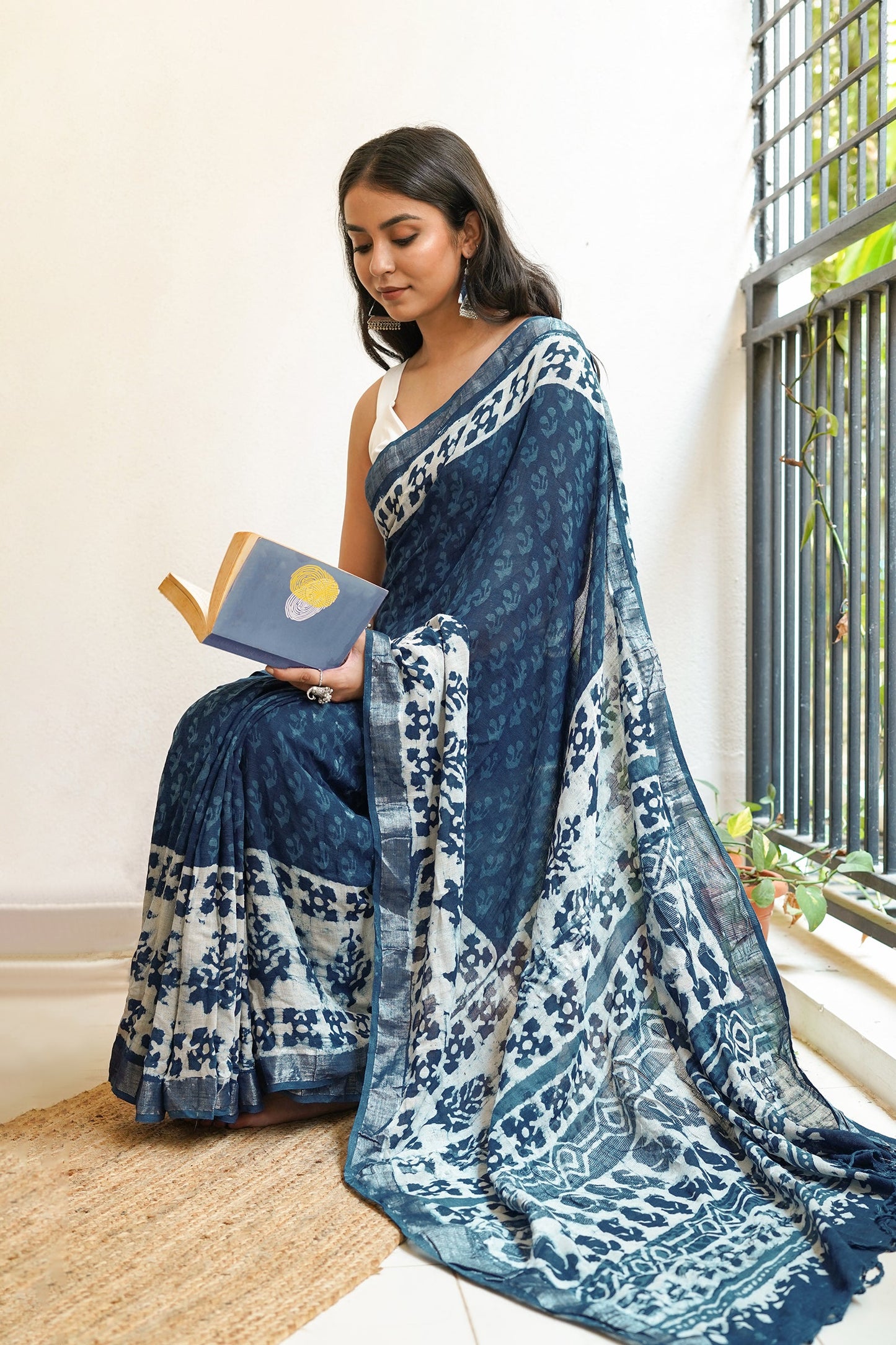 Heritage Moonlit Linen Saree