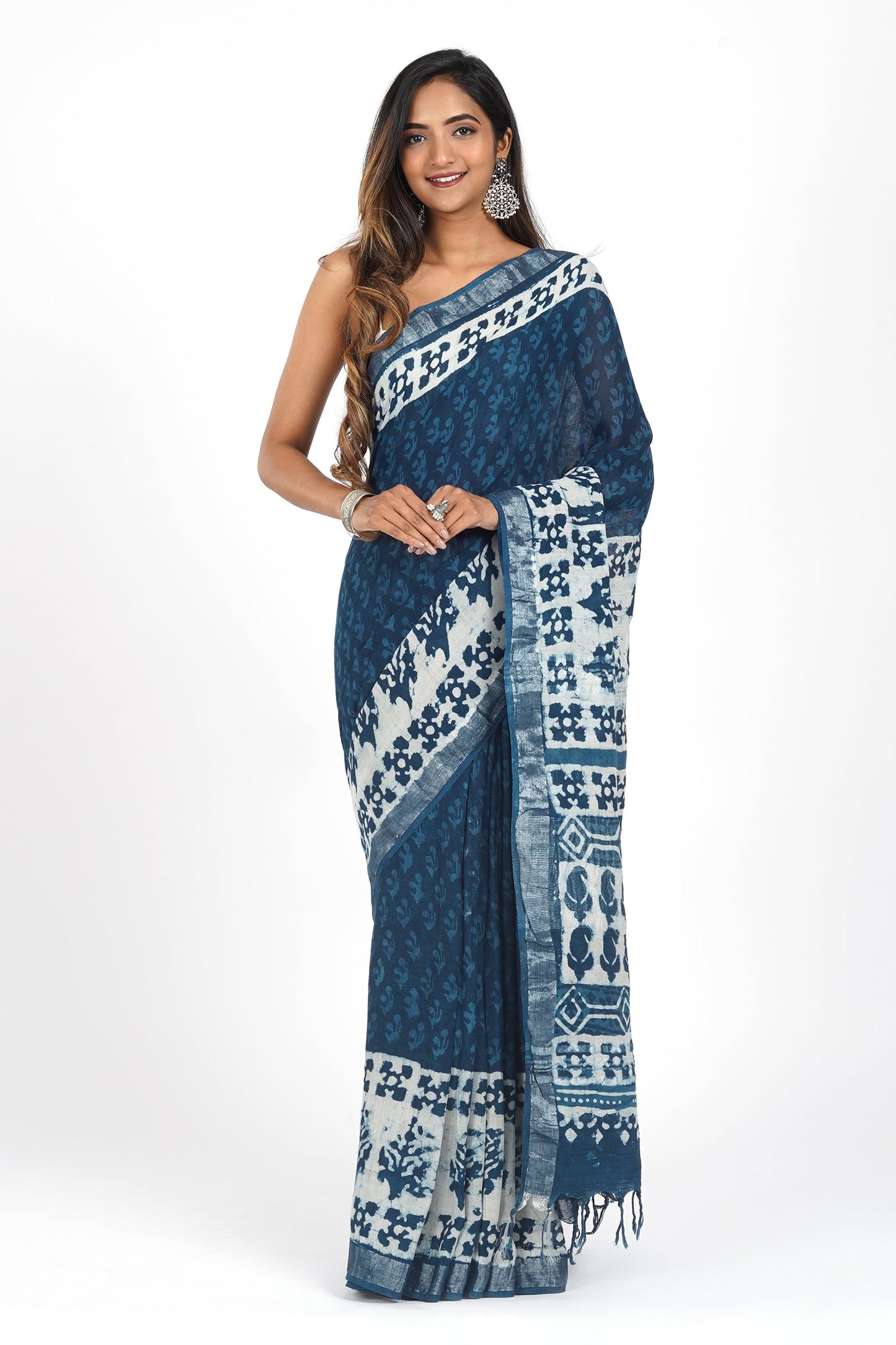 Heritage Moonlit Linen Saree