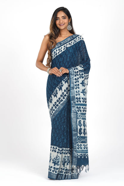 Heritage Moonlit Linen Saree