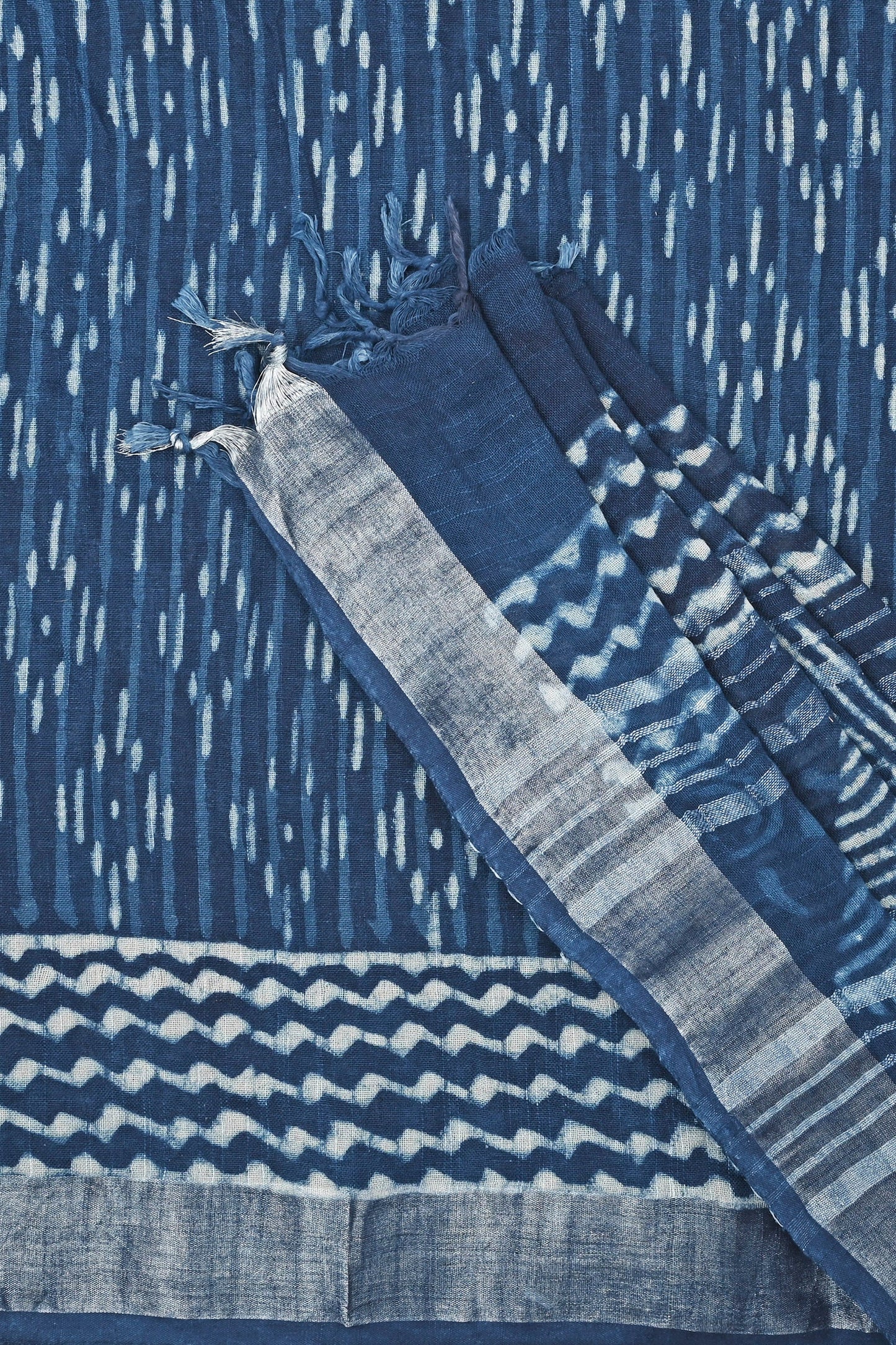 Heritage Sapphire Mist Linen Saree