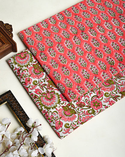 Premium Hand Block Printed Cotton Suit Top And Bottom Set