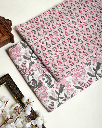 Premium Hand Block Printed Cotton Suit Top And Bottom Set