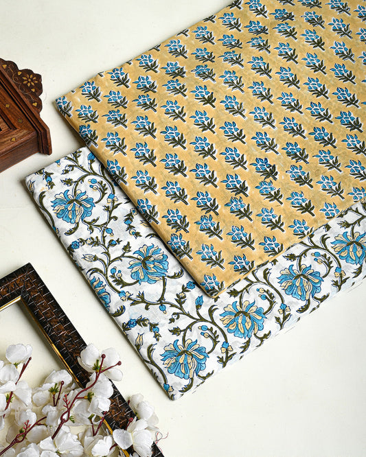 Premium Hand Block Printed Cotton Suit Top And Bottom Set