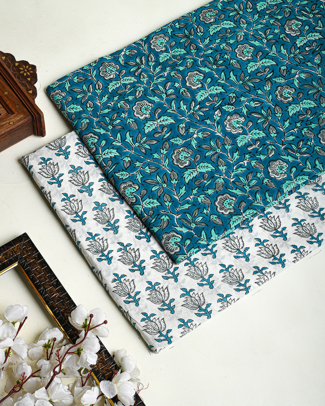 Premium Hand Block Printed Cotton Suit Top And Bottom Set