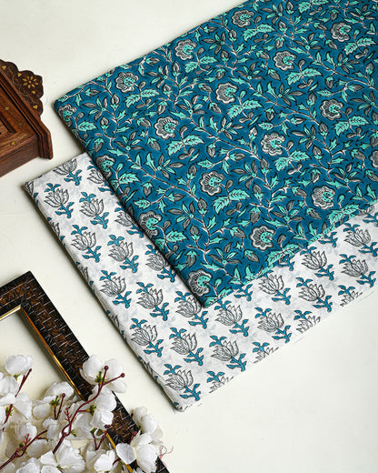 Premium Hand Block Printed Cotton Suit Top And Bottom Set