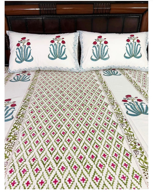 Manorama cotton bedsheet set - Heritagewear