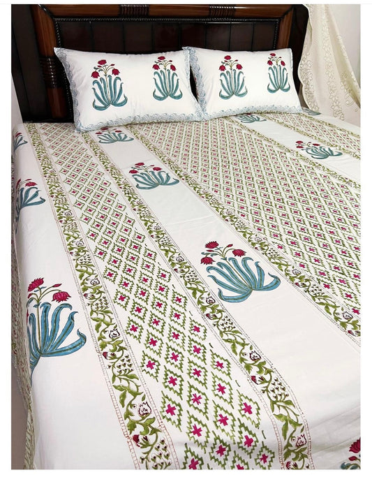 Manorama cotton bedsheet set - Heritagewear