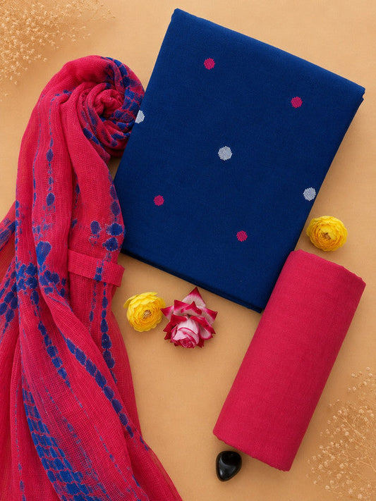 Ikat Suit Set With Kota Doria Dupatta