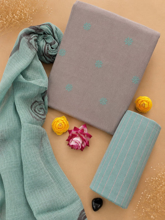 Ikat Suit Set With Kota Doria Dupatta
