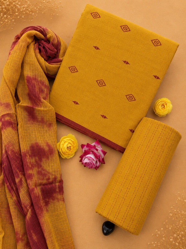 Ikat Suit Set With Kota Doria Dupatta