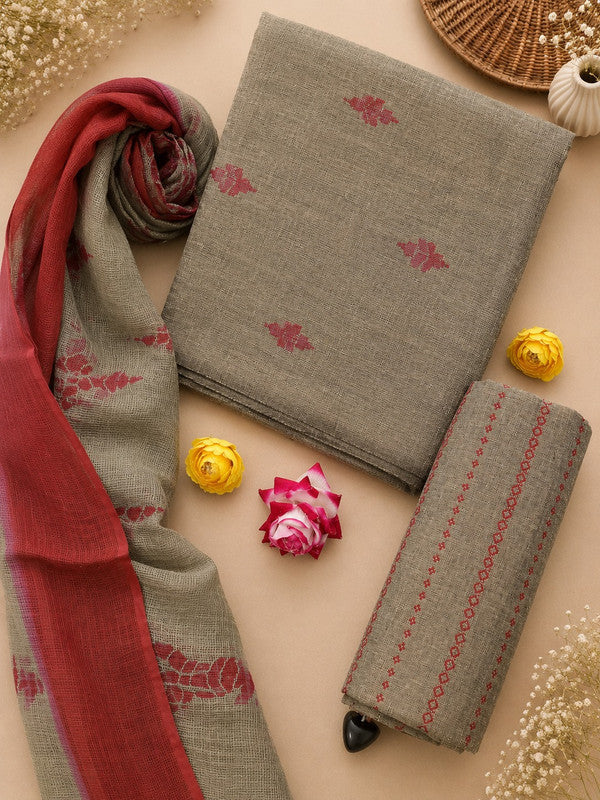 Ikat Suit Set With Kota Doria Dupatta