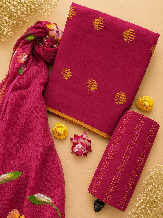Ikat Suit Set With Kota Doria Dupatta