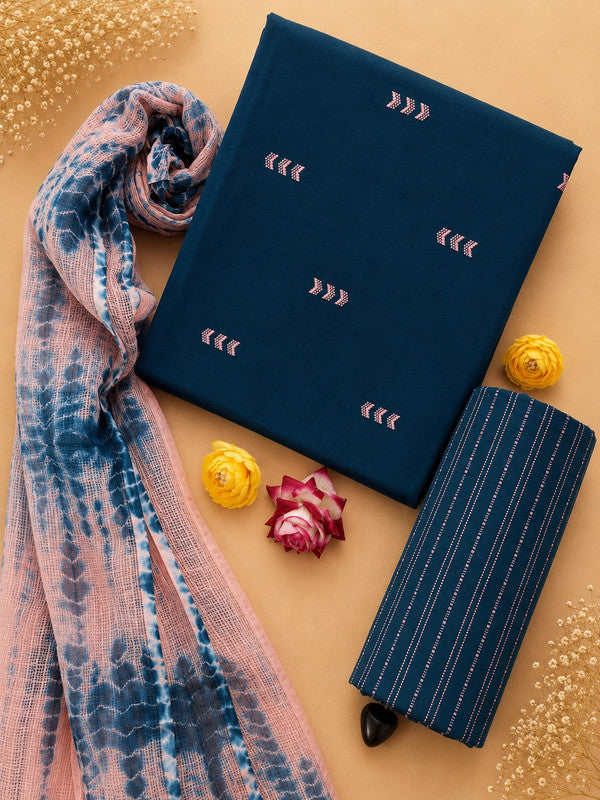 Ikat Suit Set With Kota Doria Dupatta
