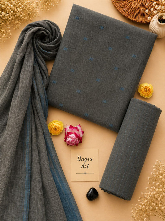 Ikat Suit Set With Kota Doria Dupatta