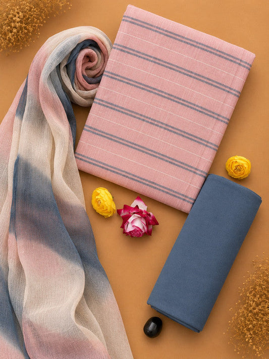 Ikat Suit Set With Kota Doria Dupatta