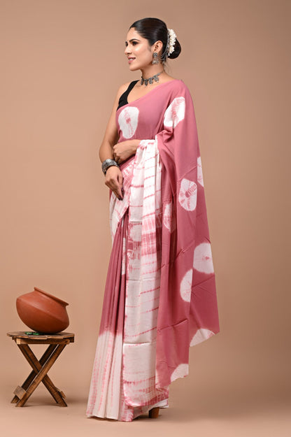 Printed Pure Cotton Mulmul Saree With Blouse