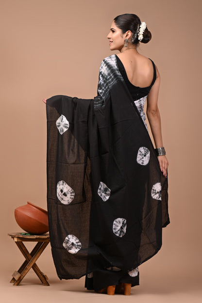 Printed Pure Cotton Mulmul Saree With Blouse