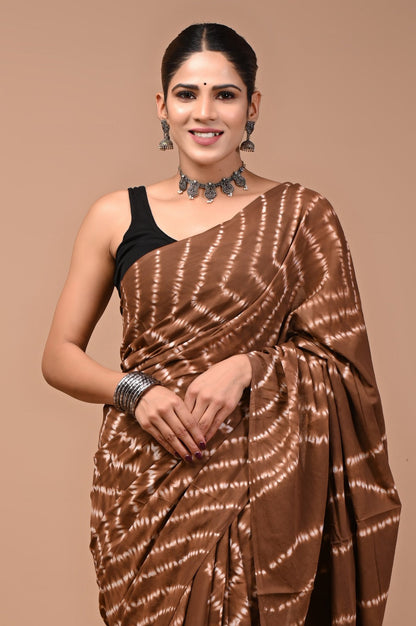 Printed Pure Cotton Mulmul Saree With Blouse