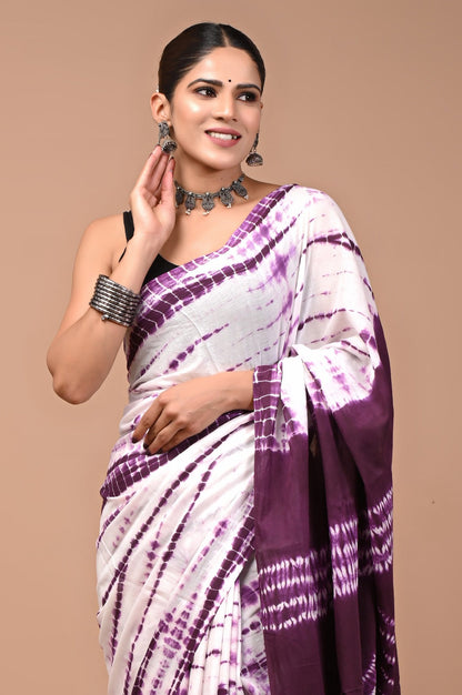 Printed Pure Cotton Mulmul Saree With Blouse