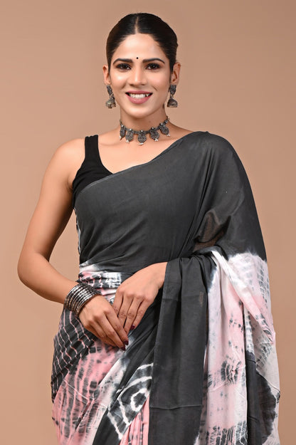 Printed Pure Cotton Mulmul Saree With Blouse