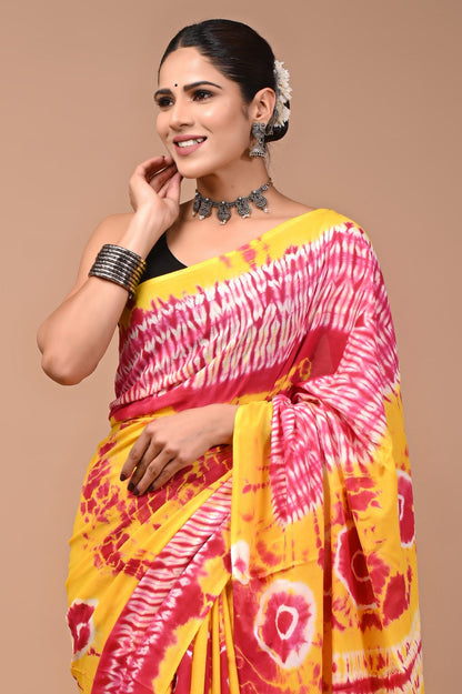 Printed Pure Cotton Mulmul Saree With Blouse