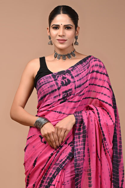 Printed Pure Cotton Mulmul Saree With Blouse