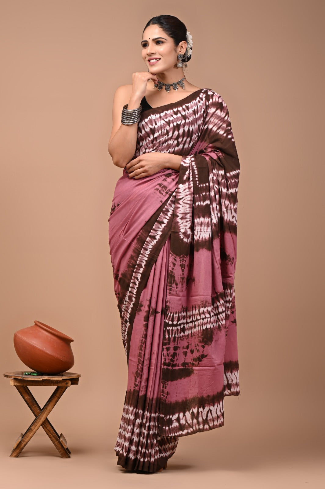 Printed Pure Cotton Mulmul Saree With Blouse