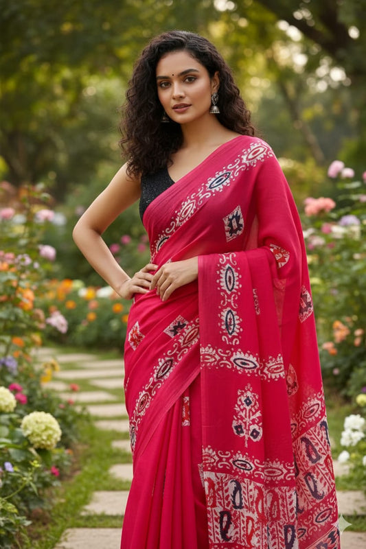 Authentic Jaipur Cotton Mulmul Saree