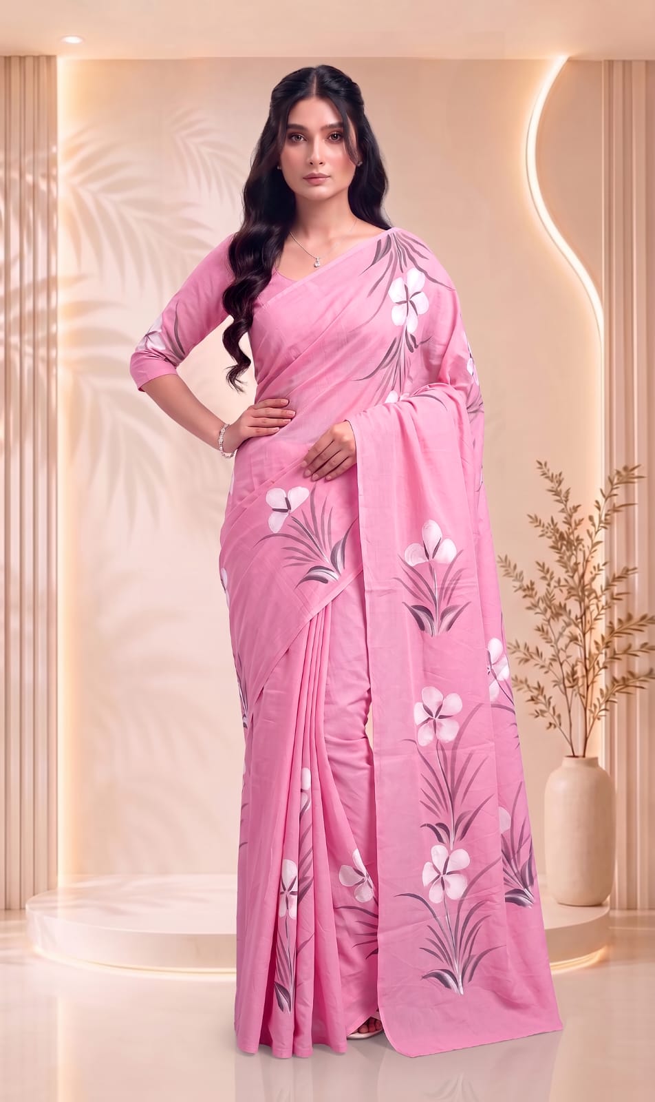 Premium Jaipuri Cotton Mulmul Saree With Traditional Hand Block Print