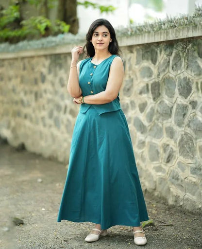 Traditional Women's Cotton Top and Skirt Co-Ord Set