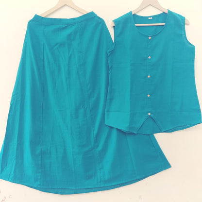 Traditional Women's Cotton Top and Skirt Co-Ord Set