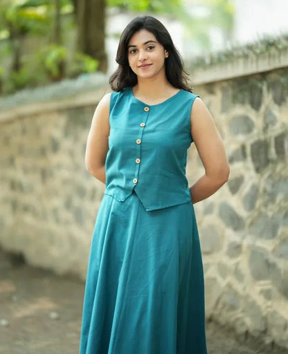 Traditional Women's Cotton Top and Skirt Co-Ord Set