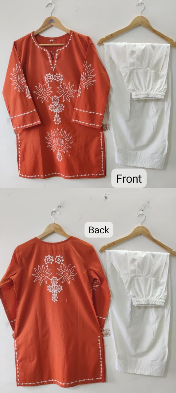 Pure Cotton Corset Style Embroidered Farshi Salwar Set
