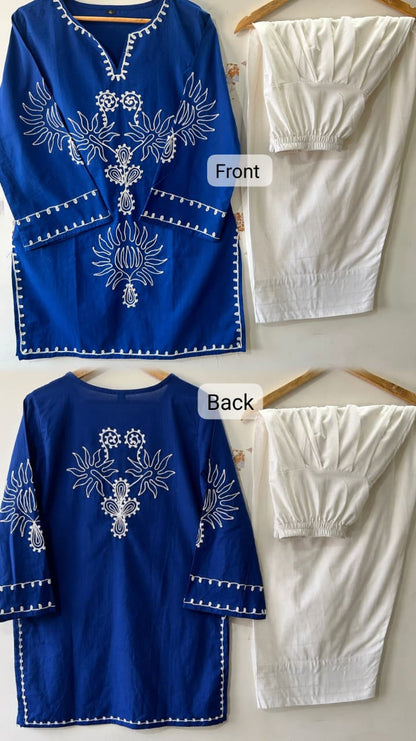Pure Cotton Corset Style Embroidered Farshi Salwar Set