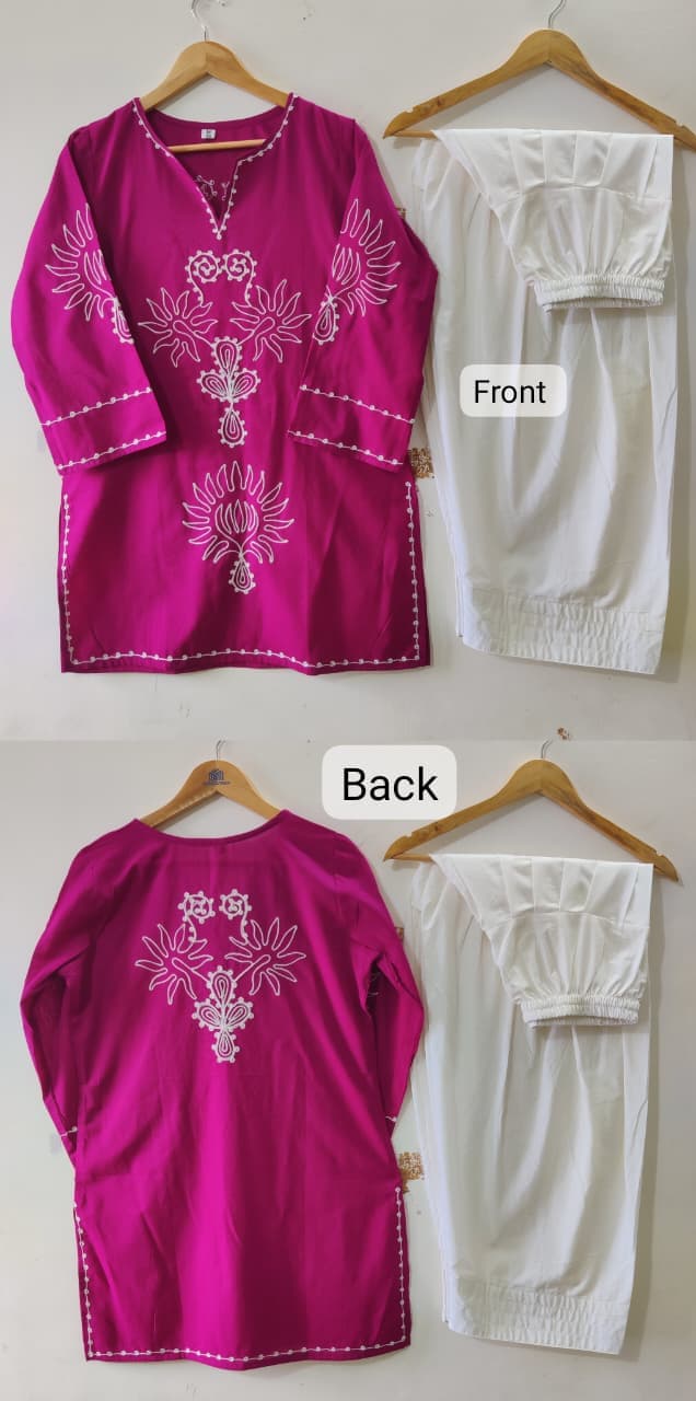 Pure Cotton Corset Style Embroidered Farshi Salwar Set