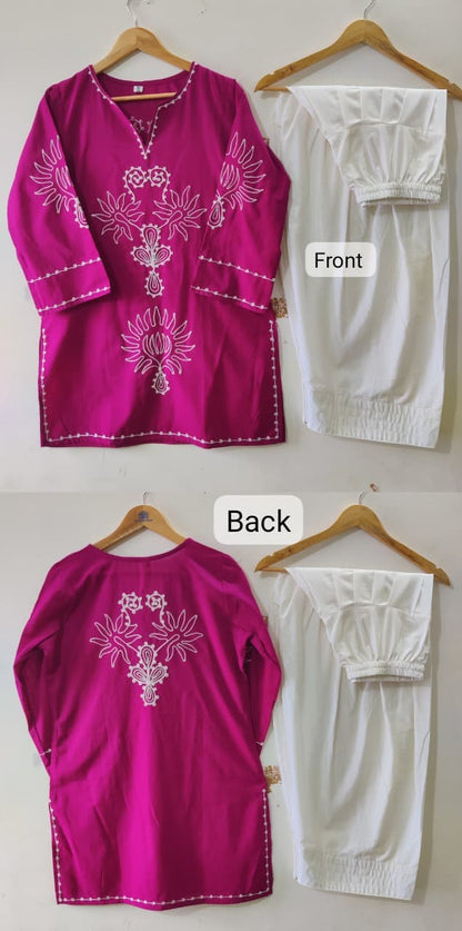 Pure Cotton Corset Style Embroidered Farshi Salwar Set