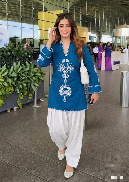Pure Cotton Corset Style Embroidered Farshi Salwar Set