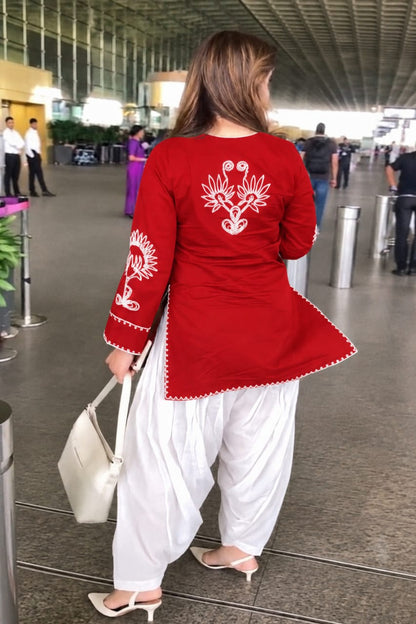 Pure Cotton Corset Style Embroidered Farshi Salwar Set