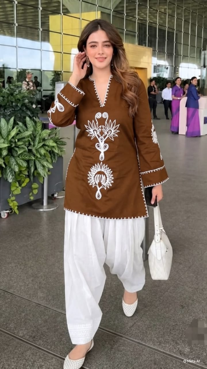 Pure Cotton Corset Style Embroidered Farshi Salwar Set