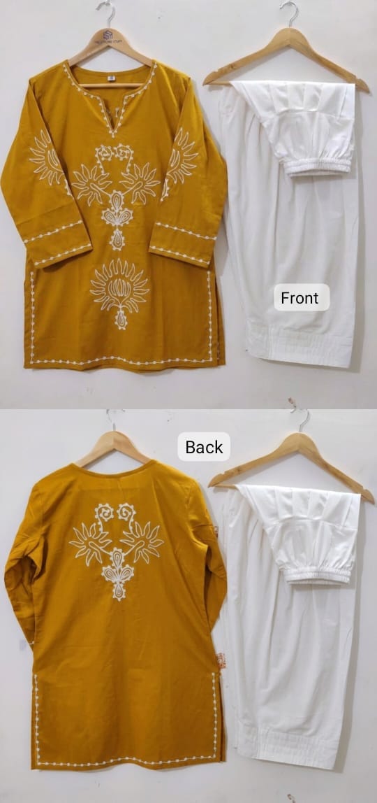 Pure Cotton Corset Style Embroidered Farshi Salwar Set
