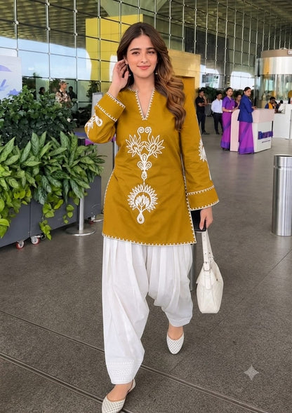 Pure Cotton Corset Style Embroidered Farshi Salwar Set