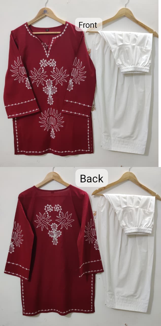 Pure Cotton Corset Style Embroidered Farshi Salwar Set