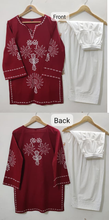 Pure Cotton Corset Style Embroidered Farshi Salwar Set