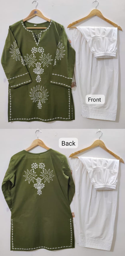 Pure Cotton Corset Style Embroidered Farshi Salwar Set