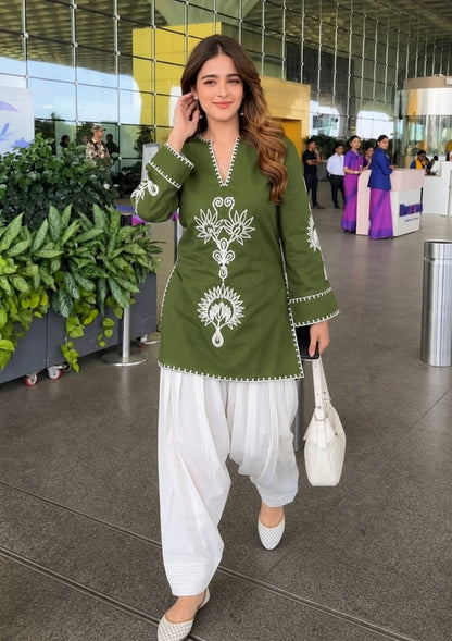 Pure Cotton Corset Style Embroidered Farshi Salwar Set