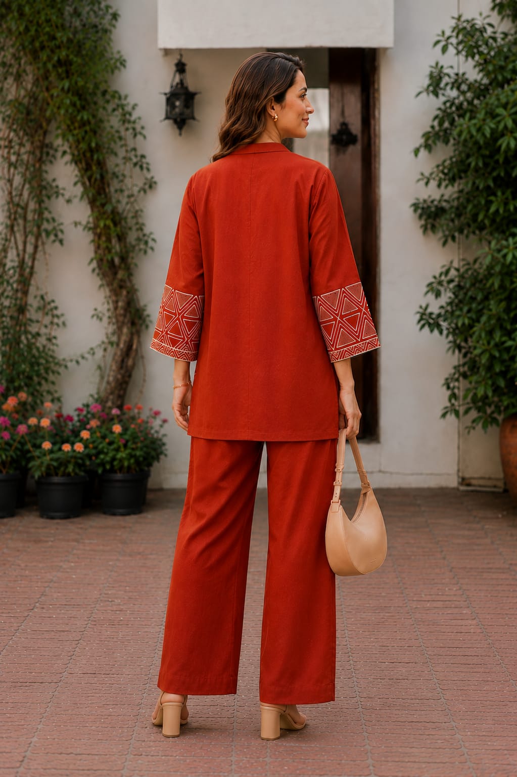 Cotton Flex Embroidered Three-Piece Co-Ord Set