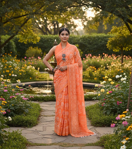 Authentic Jaipur Cotton Mulmul Saree