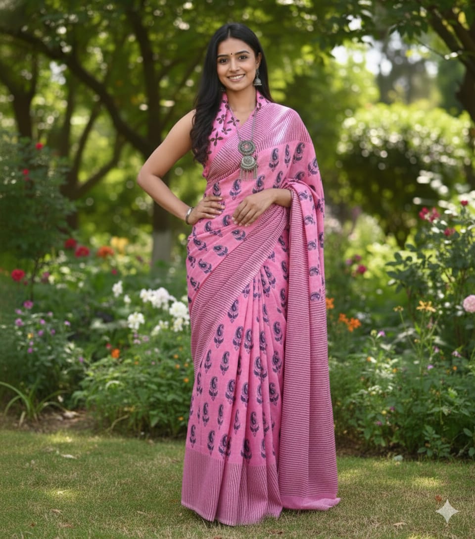 Authentic Jaipur Cotton Mulmul Saree