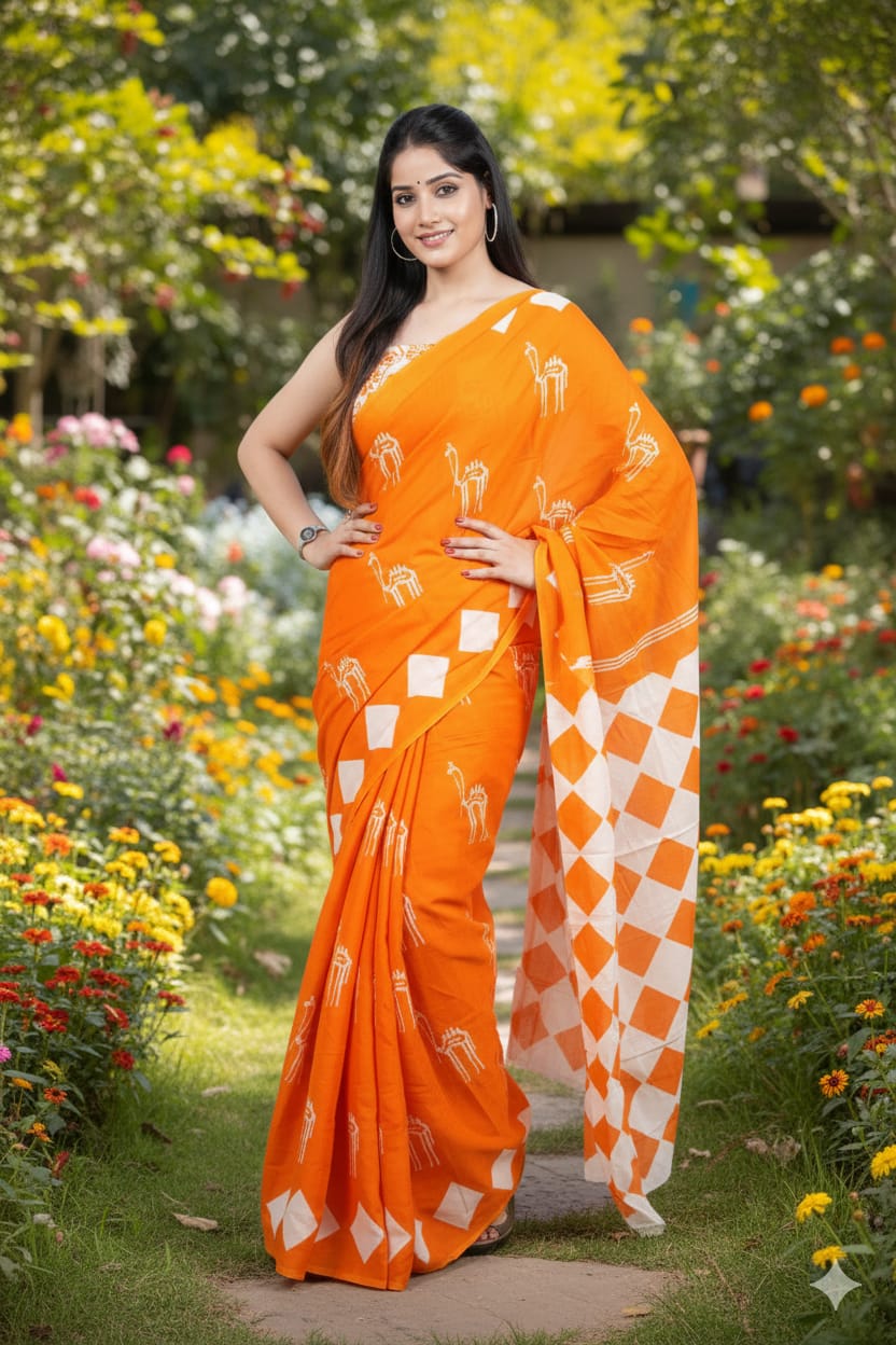 Authentic Jaipur Cotton Mulmul Saree